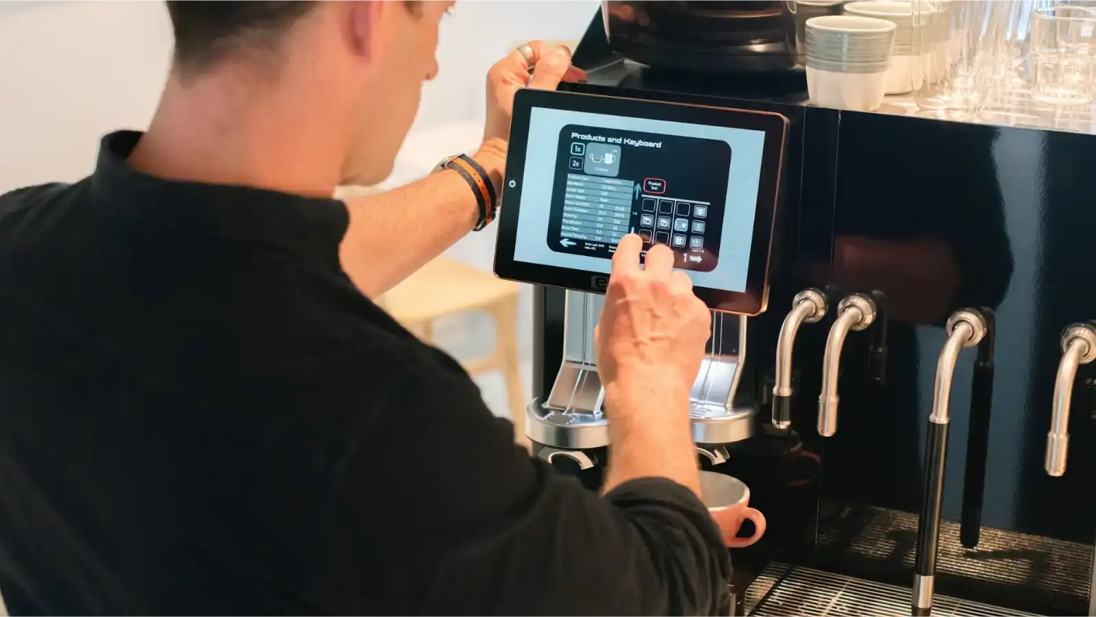A sleek Eversys superautomatic machine in a high-end cafe