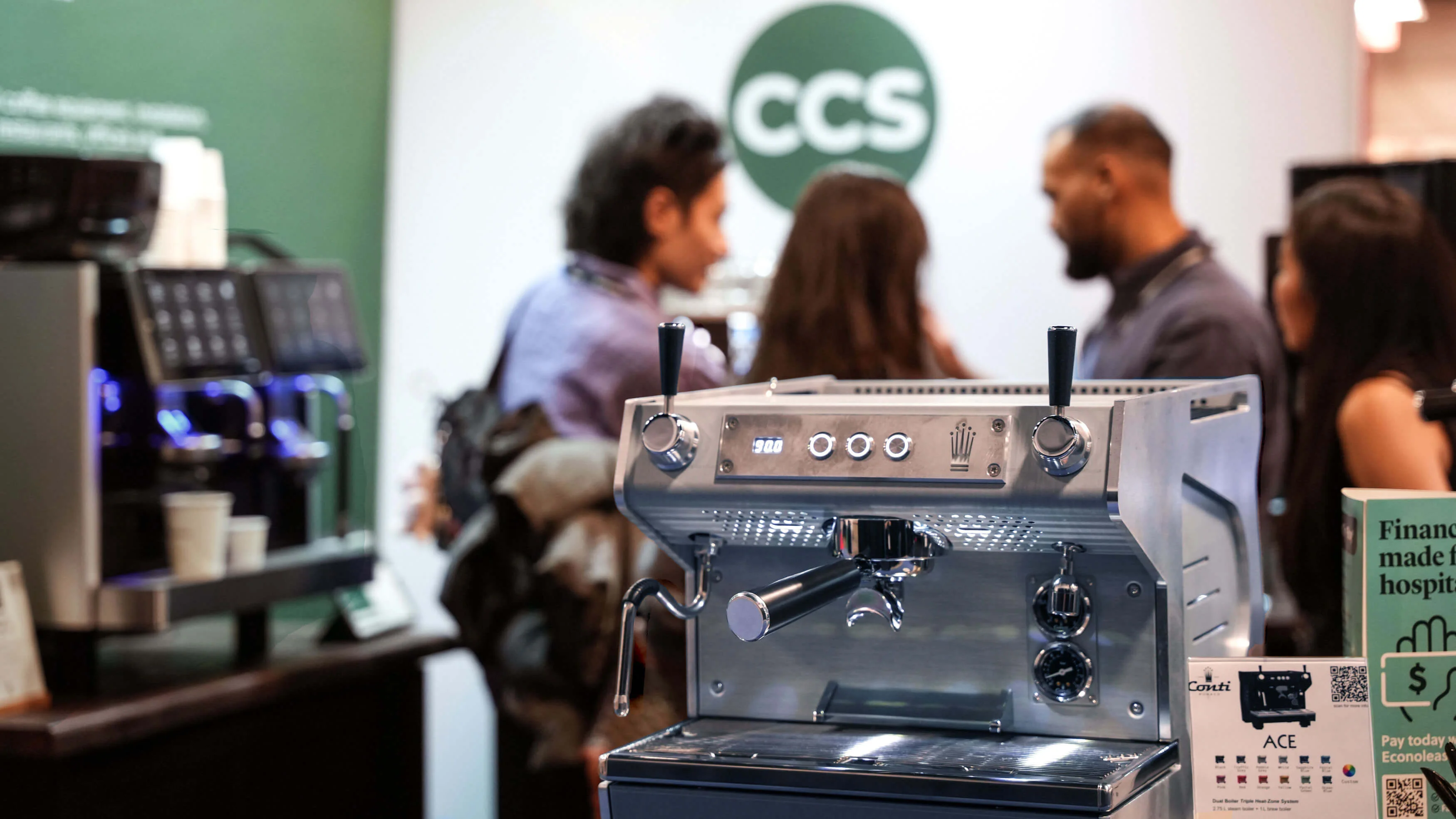 Complete Coffee Solutions booth at RC Show 2026 with Eversys and Conti machines on display